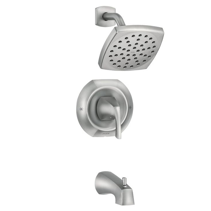 Moen Lindor Spot Resist Brushed Nickel 1-Handle Bathtub and Shower Faucet with Valve
