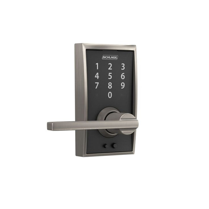 Century Touch Electronic Door Lock Deadbolt and Latitude Lever in Matte Black