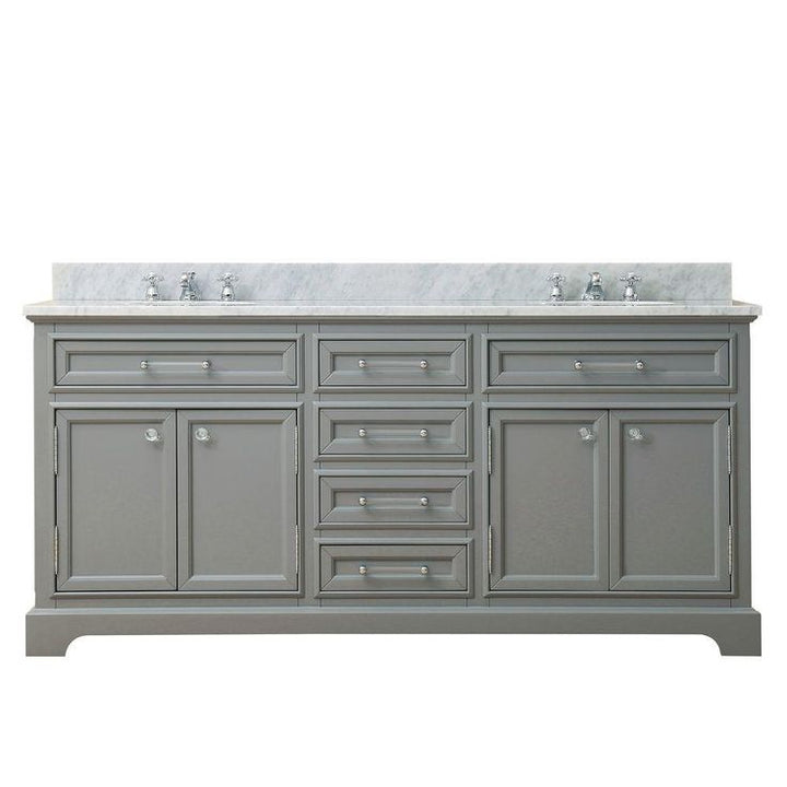 72 in. W x 21.5 in. D x 34 in. H Vanity in Cashmere Grey with Marble Vanity Top in Carrara White