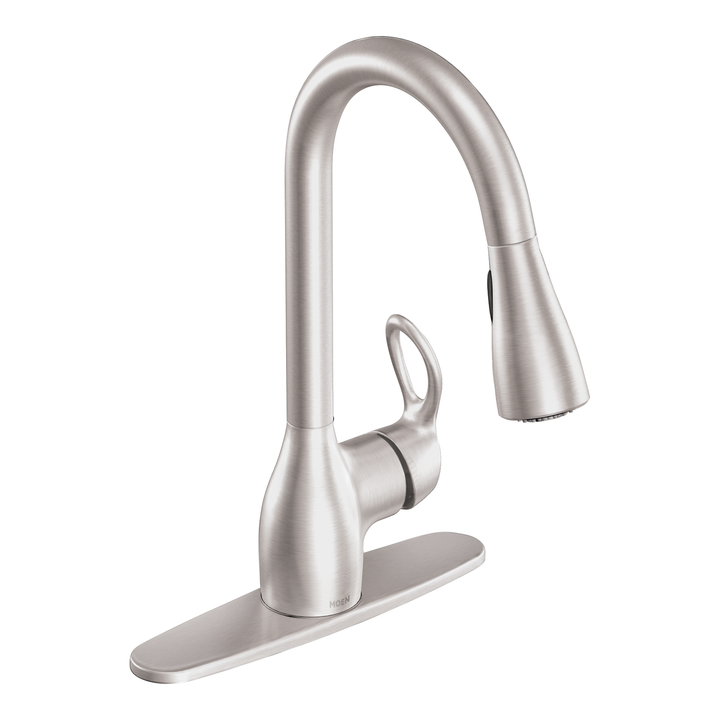 Moen Kleo Single-Handle Pull-Down Kitchen Faucet with Power Clean, Spot Resist Stainless, with Soap Dispenser