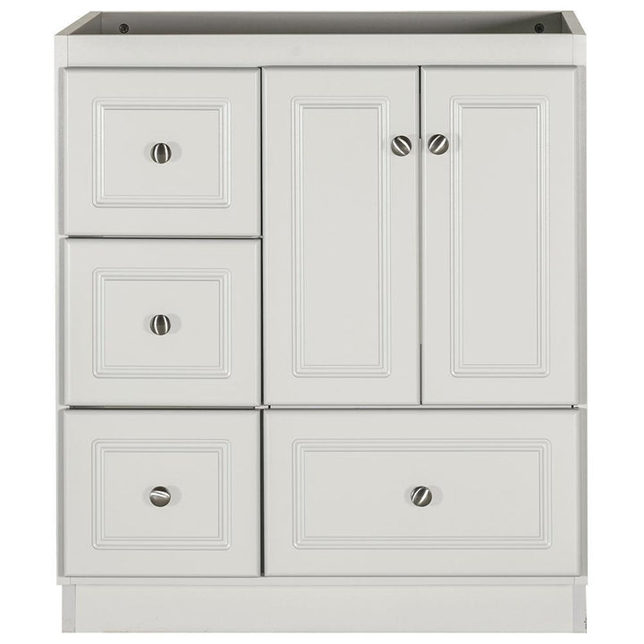 Ultraline 30 in. W x 21 in. D x 34.5 in. H Vanity with Left Drawers Cabinet Only in Satin White - Super Arbor
