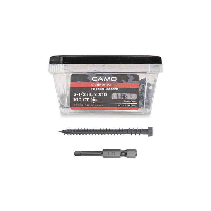 CAMO #10 2-1/2 in. Dark Gray Star Drive Trim-Head Composite Deck Screw (100-Count)