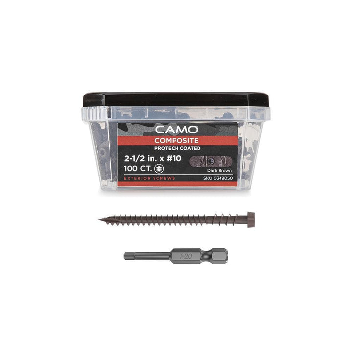 CAMO #10 2-1/2 in. Dark Brown Star Drive Trim-Head Composite Deck Screw (100-Count)