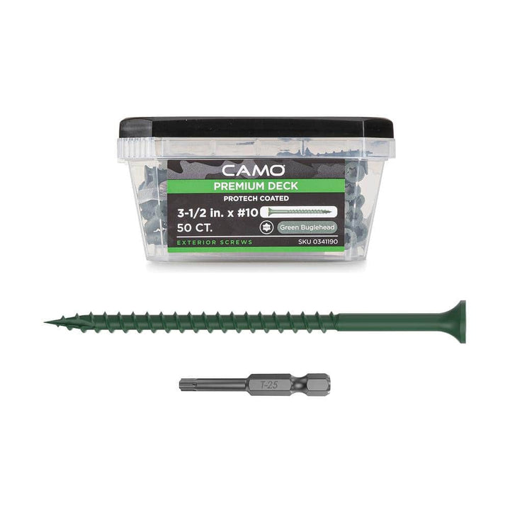 CAMO 3-1/2 in. #10 Green Star Drive Exterior Bugle Head Wood Deck Screws (50-Count)