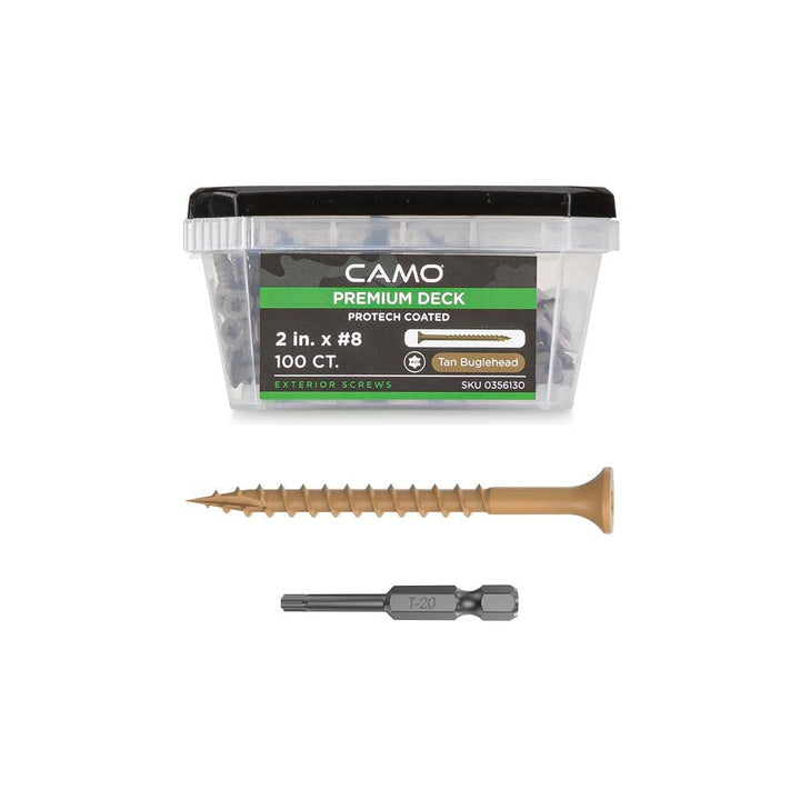 CAMO 2 in. #8 Tan Star Drive Exterior Bugle Head Wood Deck Screws (100-Count)