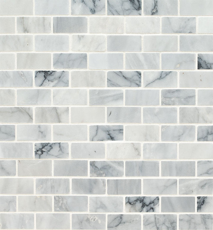 Carrara Classique Brick 11.81 in. x 11.81 in. Honed Marble Wall Tile (9.7 sq. ft./Case)