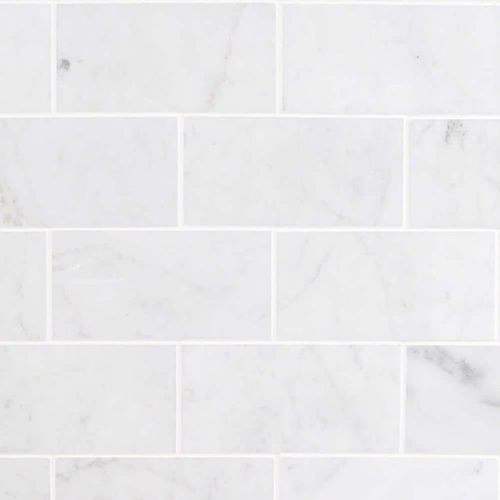 Ivy Hill Tile White Carrara 3 in. x 6 in. x 9mm Polished Marble Subway Tile (40 Pieces, 5 sq. ft. per Box)