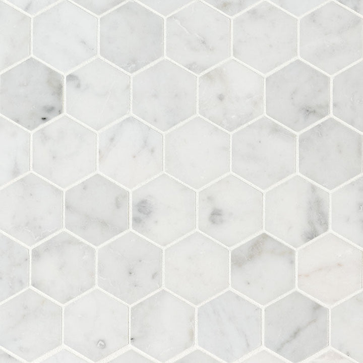 MSI Carrara White Hexagon 11.75 in. x 12 in. x 8mm Honed Marble Mesh-Mounted Mosaic Tile (0.98 sq. ft.)