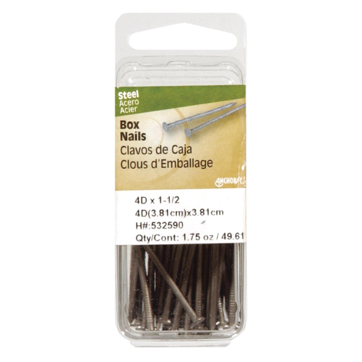 Hillman 8D 2-1/2 in. Box Bright Steel Nails, Flat Head