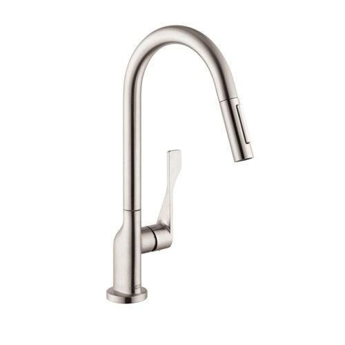 Hansgrohe Citterio Steel Optik 1-Handle Deck-Mount Pull-Down Handle Kitchen Faucet