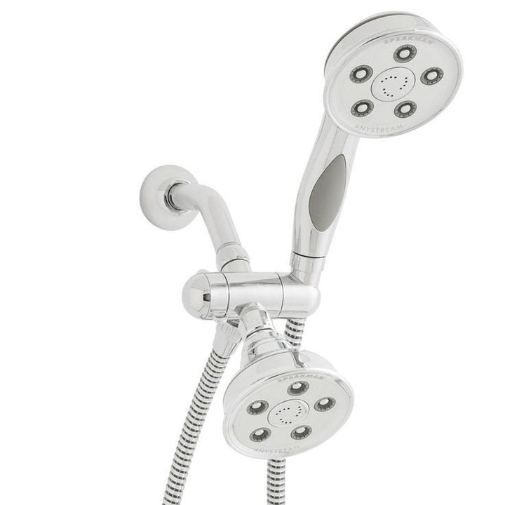 3-spray 3.78 in. Dual Shower Head and Handheld Shower Head in Brushed Nickel
