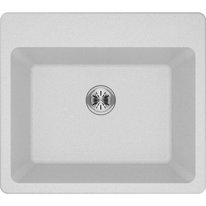 Quartz Classic Perfect Drain Drop-In 25 in. Laundry Sink in White - Super Arbor