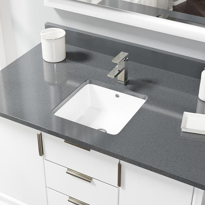 Rene 16 in. Undermount Bathroom Sink in White with Pop-Up Drain in Chrome