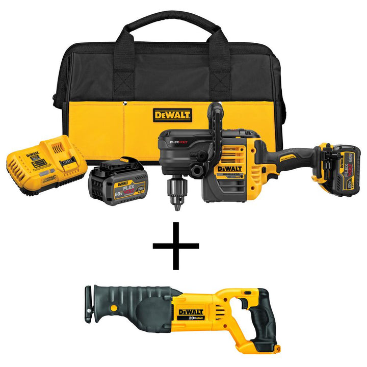 FLEXVOLT 60-Volt MAX Lithium-Ion Cordless Brushless 1/2 in. Stud and Joist Drill with Bonus Reciprocating Saw - Super Arbor