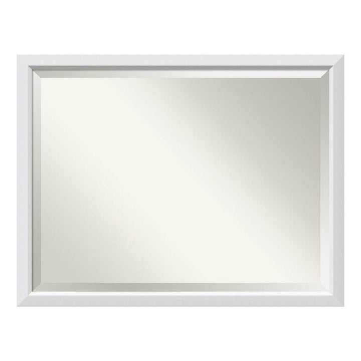 Blanco White Wood 43 in. W x 33 in. H Single Contemporary Bathroom Vanity Mirror