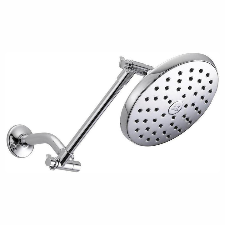 Delta 1-Spray 7.5 in. Single Wall-Mount Fixed Rain Shower Head with Adjustable Arm, Chrome