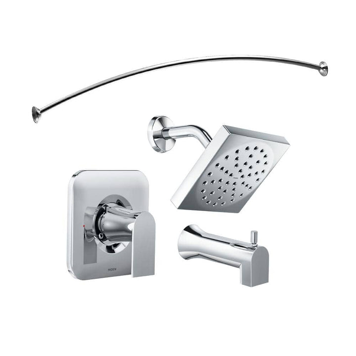 Moen Genta Single-Handle 1‑Spray Tub and Shower Faucet in Chrome with Curved Shower Rod (Valve Included)