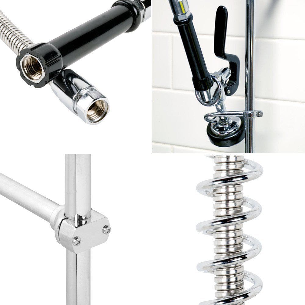 SABA Commercial Pull Down 2-Handle Wall Mount Pre-Rinse Faucet in Chrome