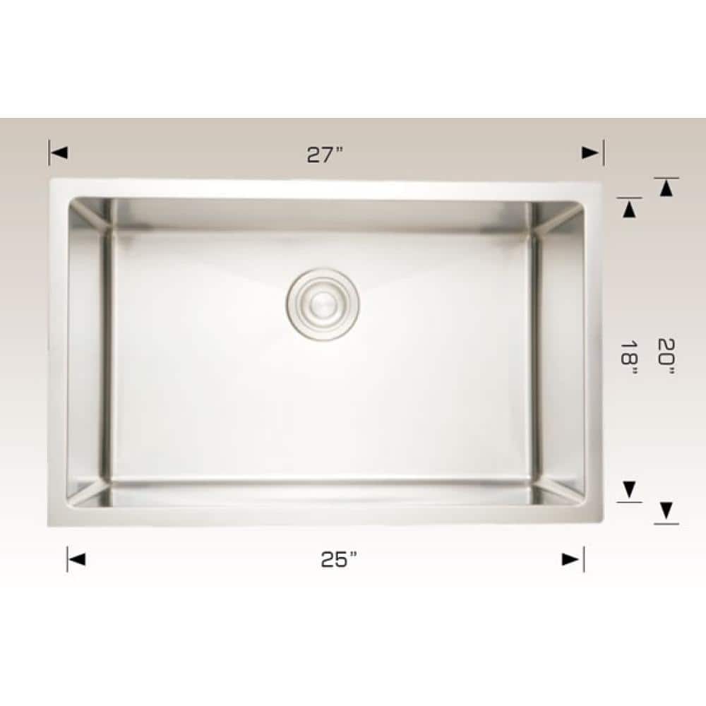 27 in. W x 20 in. D Undermount Laundry/Utility Sink with 1 Bowl And 16 Gauge 16GS-37003
