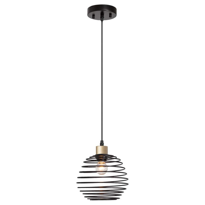 Vanity Art 60-Watt 1-Light Classic Black Plus Brass Dust Shaded Globe Single Pendant Light with Metal Shade, No Bulbs Included