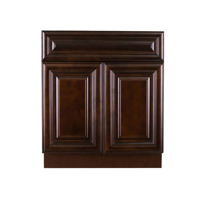 LIFEART CABINETRY Edinburgh Espresso Plywood Raised Panel Stock Assembled Base Kitchen Cabinet (27 in. W x 34.5 in. H x 24 in. D)