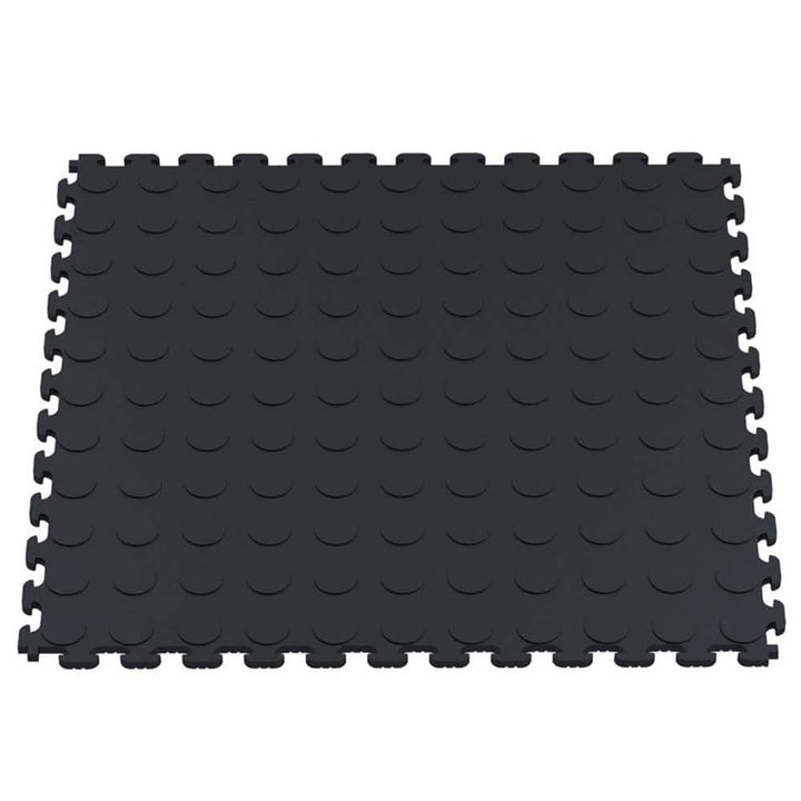 Norsk Multi-Purpose Black 18.3 in. x 18.3 in. PVC Garage Flooring Tile with Raised Coin Pattern (6-Pieces)
