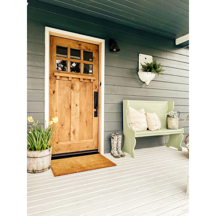 Krosswood 36 in. x 80 in. Craftsman Knotty Alder 6-Lite Clear Glass with Dentil Shelf Unfinished Wood Front Door Slab