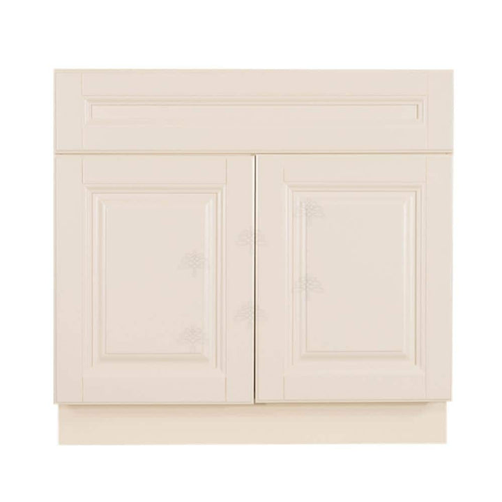 LIFEART CABINETRY Oxford Creamy White Plywood Raised Panel Stock Assembled Base Kitchen Cabinet (33 in. W x 34.5 in. H x 24 in. D)