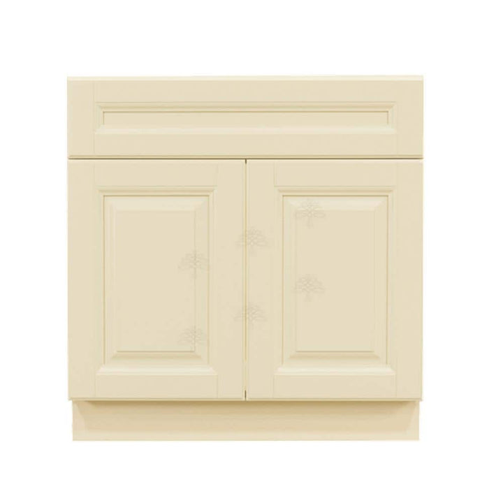 LIFEART CABINETRY Oxford Creamy White Plywood Raised Panel Stock Assembled Sink Base Kitchen Cabinet (33 in. W x 34.5 in. H x 24 in. D)