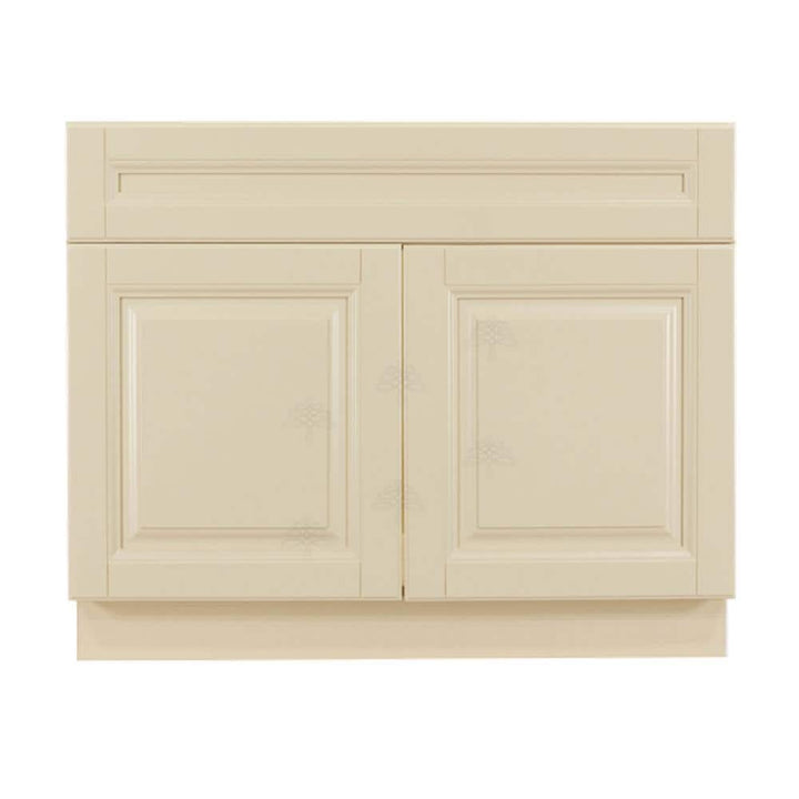 LIFEART CABINETRY Oxford Creamy White Plywood Raised Panel Stock Assembled Sink Base Kitchen Cabinet (39 in. W x 34.5 in. H x 24 in. D)