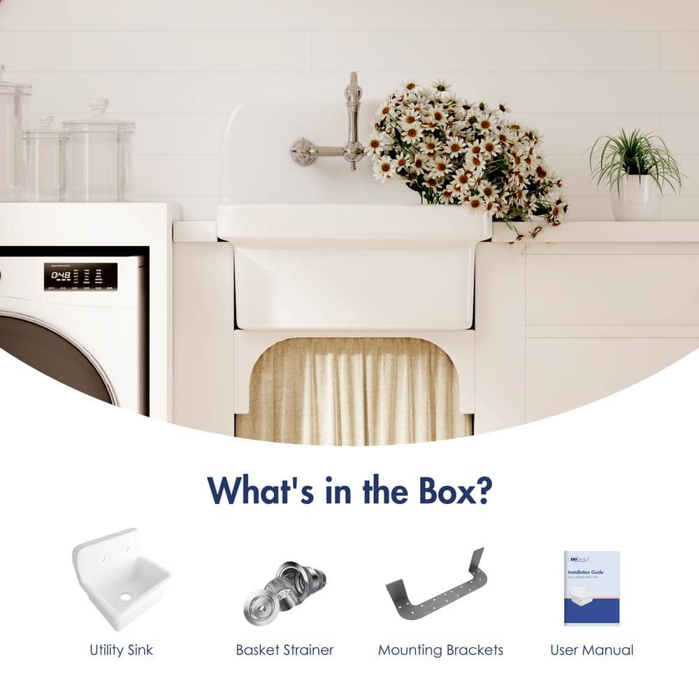 Eridanus Mason 8 Gal. Wall Mount Utility Sink in Crisp White