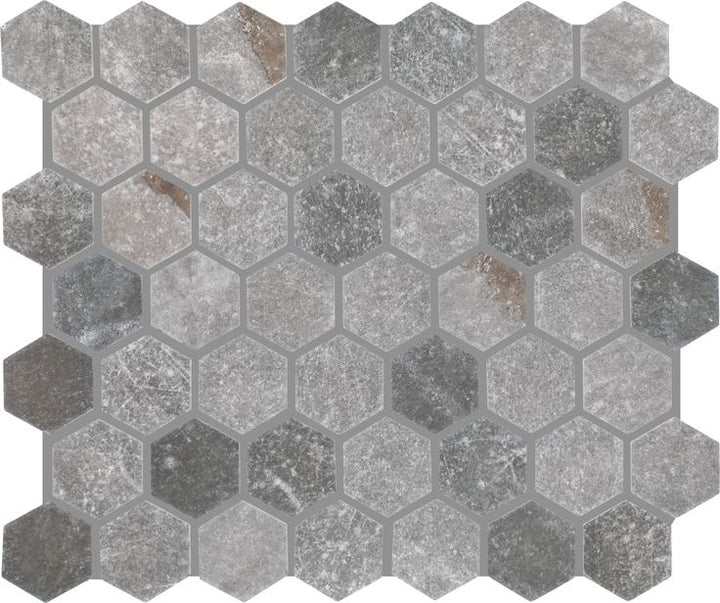 Harbor Gray 10-in x 11-in Matte Ceramic Hexagon Stone Look Floor and Wall Tile (0.83-sq. ft/ Piece)