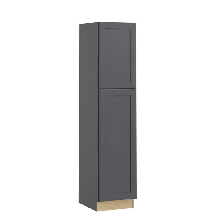 Home Decorators Collection Newport 18 in. W x 24 in. D x 84 in. H Assembled Plywood Pantry Kitchen Cabinet in Deep Onyx with Soft Close LH