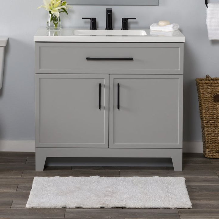 Style Selections Potter 36-in Gray Single Sink Bathroom Vanity with White Cultured Marble Top