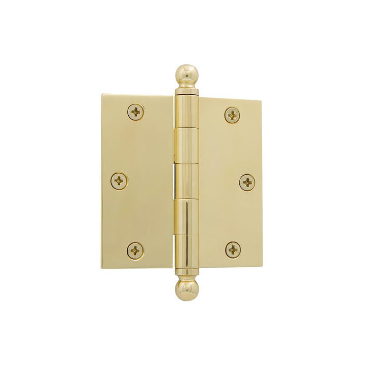 3.5 in. Ball Tip Residential Hinge with Square Corners in Polished Brass - Super Arbor