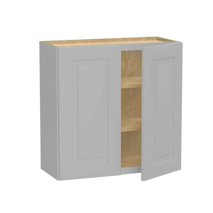 Home Decorators Collection Grayson 30 in. W x 12 in. D x 30 in. H Assembled Plywood Wall Kitchen Cabinet in Pearl Gray with Soft Close