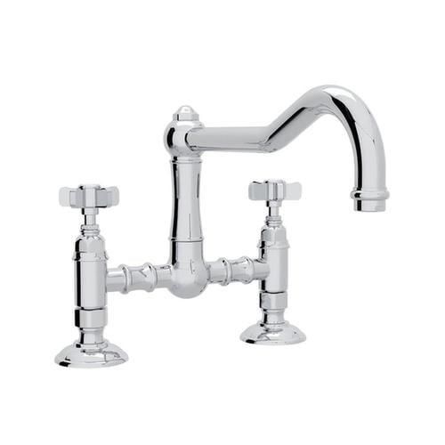 Rohl Italian Kitchen Acqui Polished Chrome 2-Handle Deck-Mount Bridge Handle Kitchen Faucet