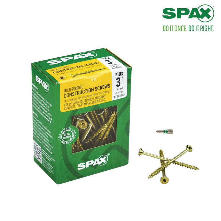 #10 x 3 in. T-Star Plus Drive Flat-Head Partial Thread Yellow Zinc Coated Multi-Material Screw (72 per Box)