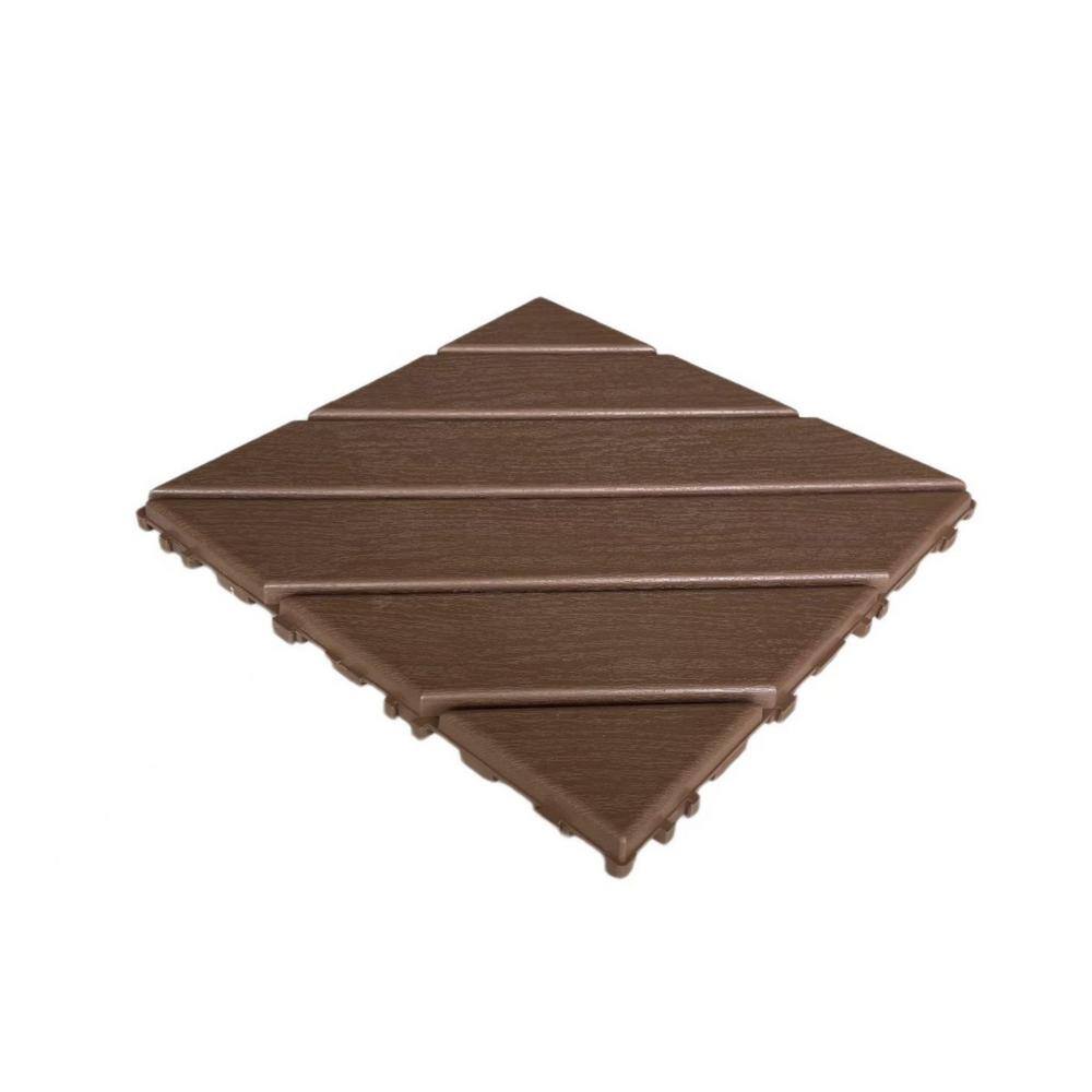 1 ft. x 1 ft. Plastic Deck Tile in Dark Brown for Outdoor Porch Poolside Balcony Backyard (44 Per Box)