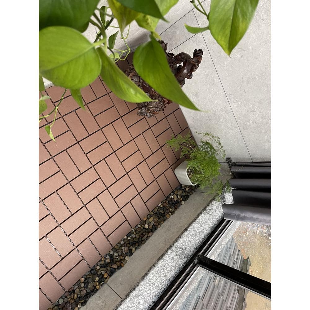 1 ft. x 1 ft. Plastic Deck Tile in Dark Brown for Outdoor Porch Poolside Balcony Backyard (44 Per Box)