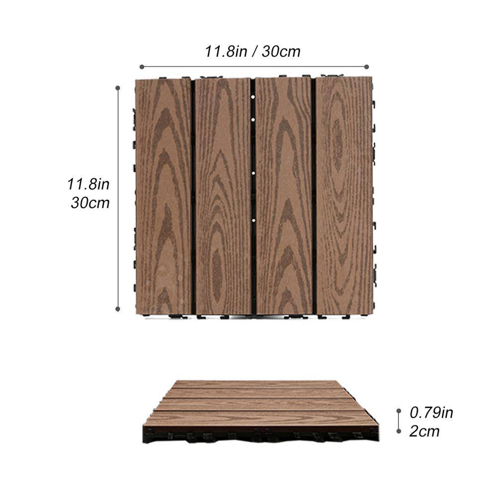 1 ft. x 1 ft. Wood Plastic Composite Deck Tile in Dark Brown, Resist Rust, Water, Easy to DIY and Maintain(20 per Case)