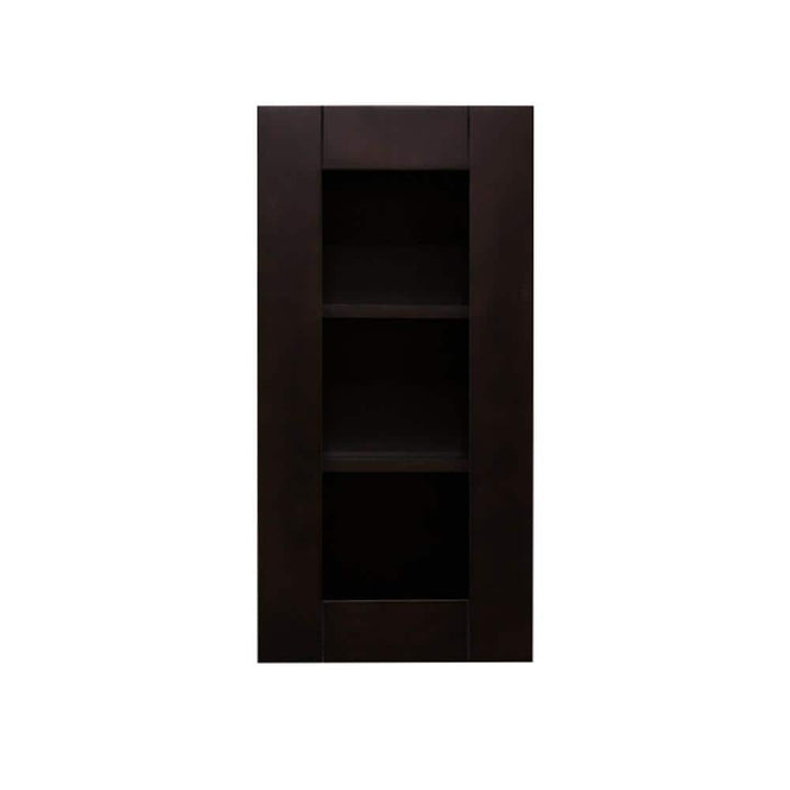 LIFEART CABINETRY Anchester Assembled 21 in. x 30 in. x 12 in. Wall Mullion Door Cabinet with 1 Door 2 Shelves in Dark Espresso