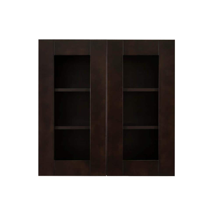 LIFEART CABINETRY Anchester Assembled 36 in. x 30 in. x 12 in. Wall Mullion Door Cabinet with 2 Doors 2 Shelves in Dark Espresso