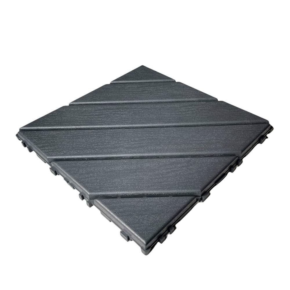 1 ft. x 1 ft. Polypropylene Deck Tile in Dark Gray (44-Piece)