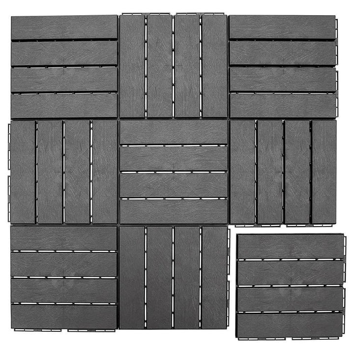 Kahomvis 1 ft. x 1 ft. Quick Deck Outdoor Waterproof Flooring All Weather Composite Deck Tile in Dark Gray (27 sq. ft. Per Box)