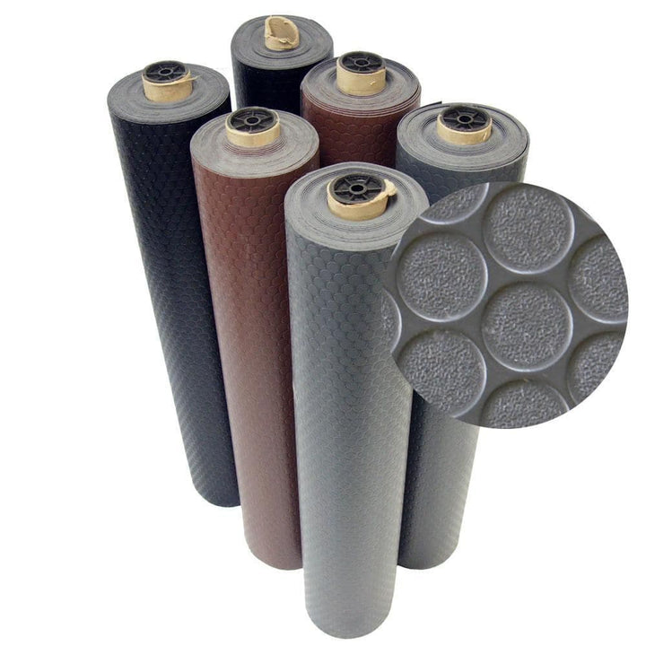 Rubber-Cal Coin Grip 4 ft. x 8 ft. Dark Grey Commercial Grade PVC Flooring