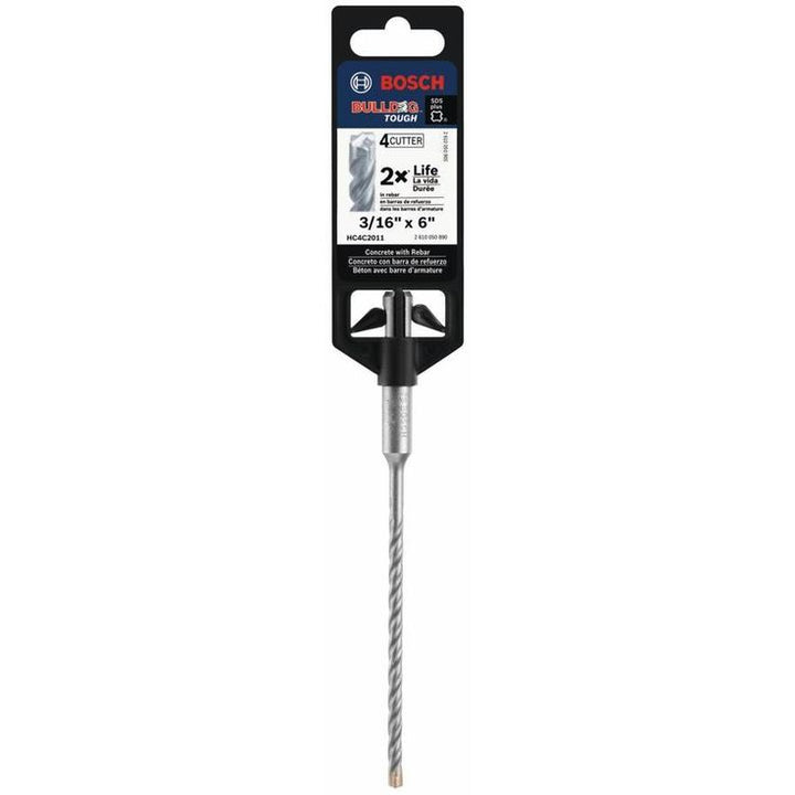 Bosch Bulldog Tough 4-Cutter 6-in Alloy Steel Masonry Drill Bit for SDS-Plus Drill