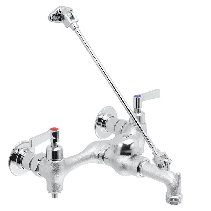 Commander Wall Mount 2-Handle Bathroom Faucet in Rough Chrome Plated with Cross Handles - Super Arbor