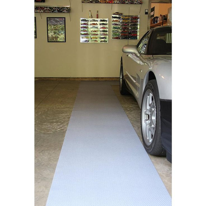 Armor All 2 ft. 5 in. x 18 ft. Diamond Plate Grey Commercial Polyester Garage Flooring