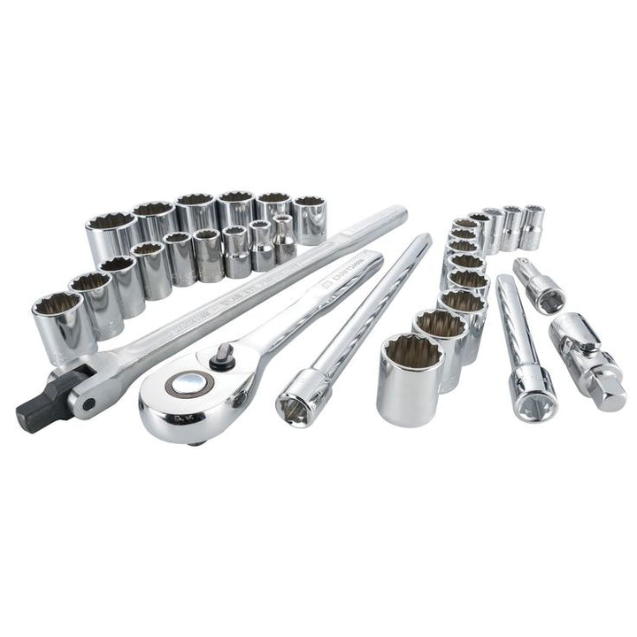 CRAFTSMAN 33-Piece Standard (SAE) and Metric Combination Polished Chrome Mechanics Tool Set